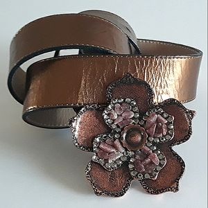 Leatherock Austrian Crystal Semi-Precious Stone Metal Buckle Soft Leathe…